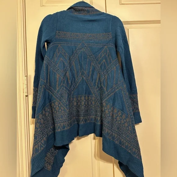 Chunky Oversized Aztec Teal Forever 21 Open Cardigan Size X-Small Boho - Picture 4 of 7